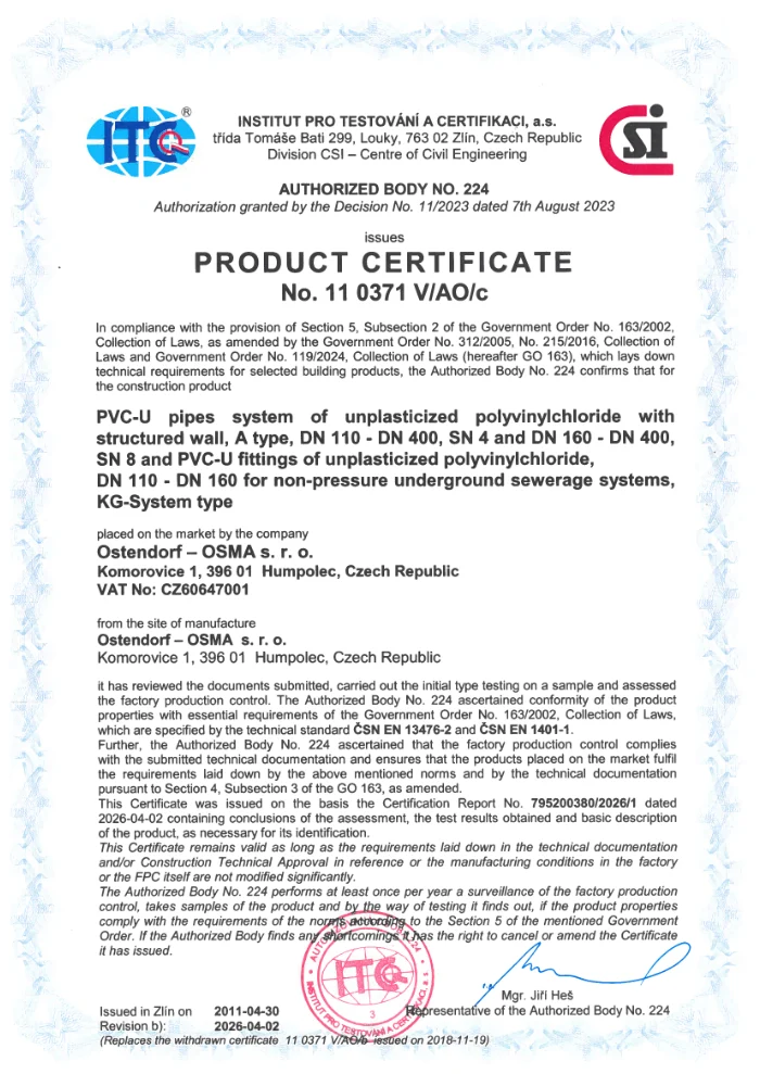 Product certificate