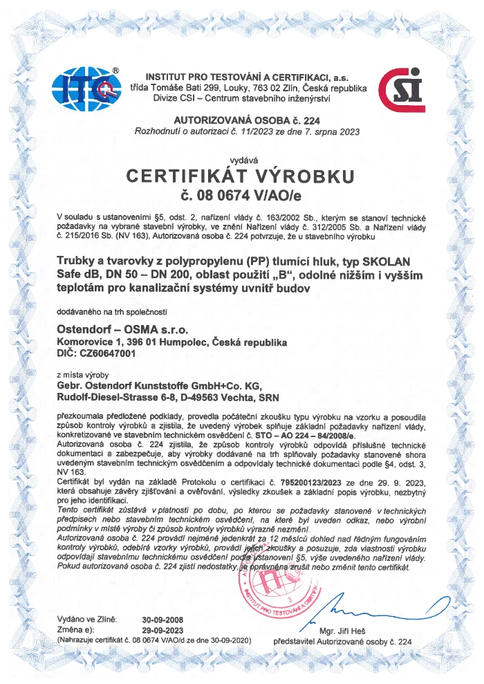 Certifikát výrobku