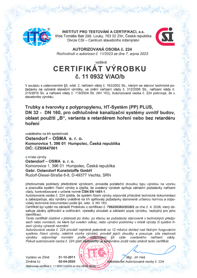 Certifikát výrobku