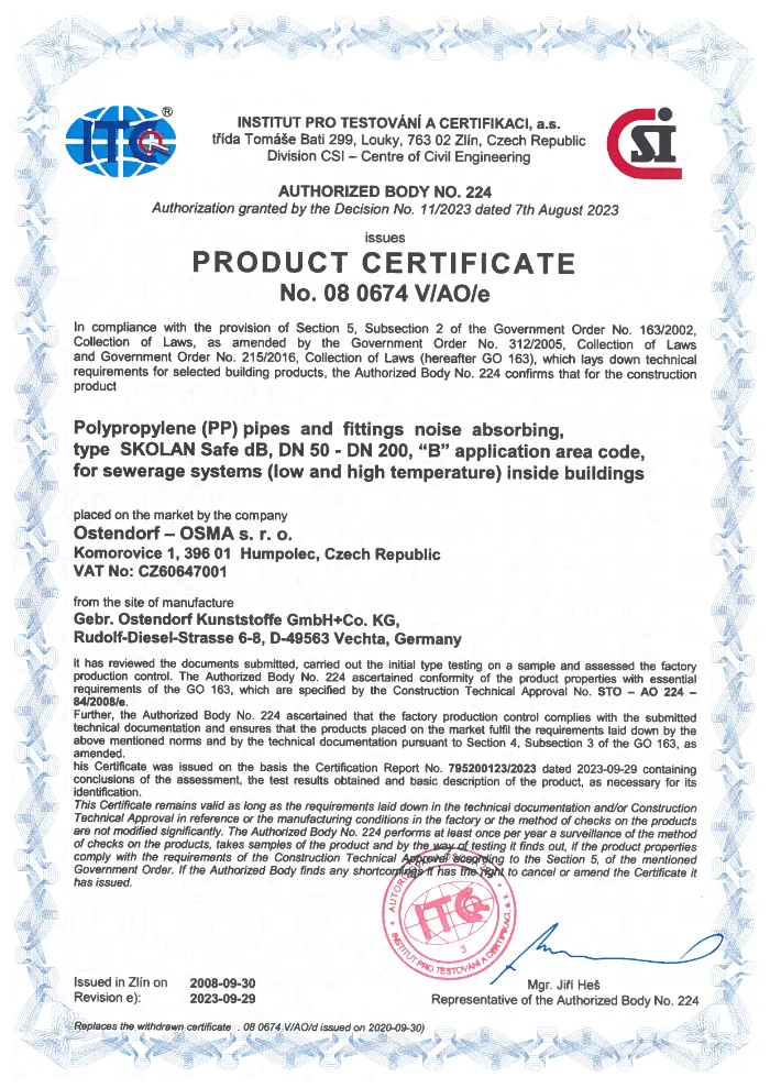 Product certificate