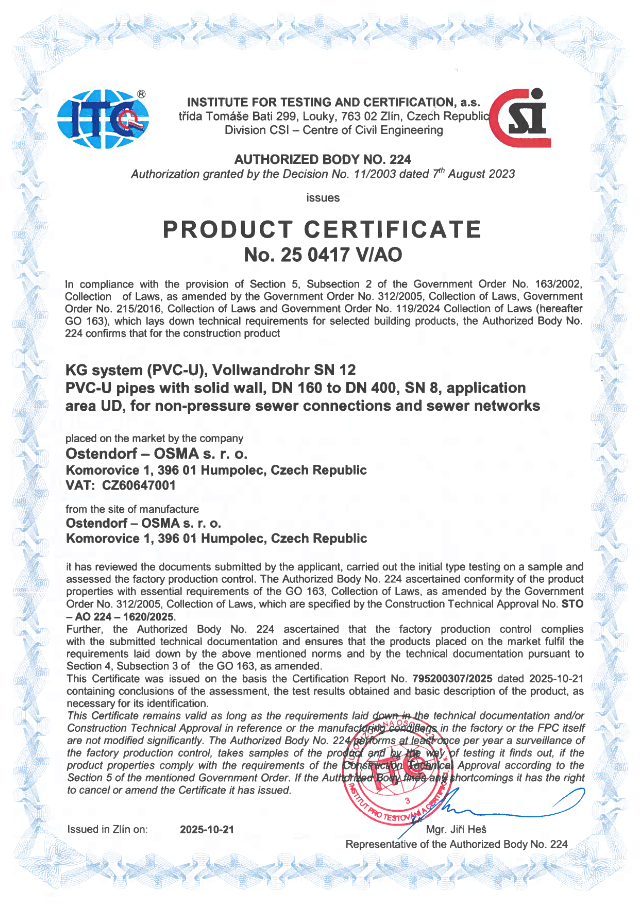 Product certificate