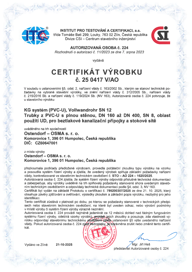 Certifikát výrobku