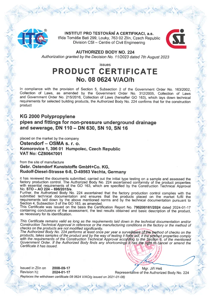 Product certificate