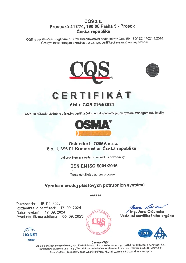 Certifikát ISO 9001